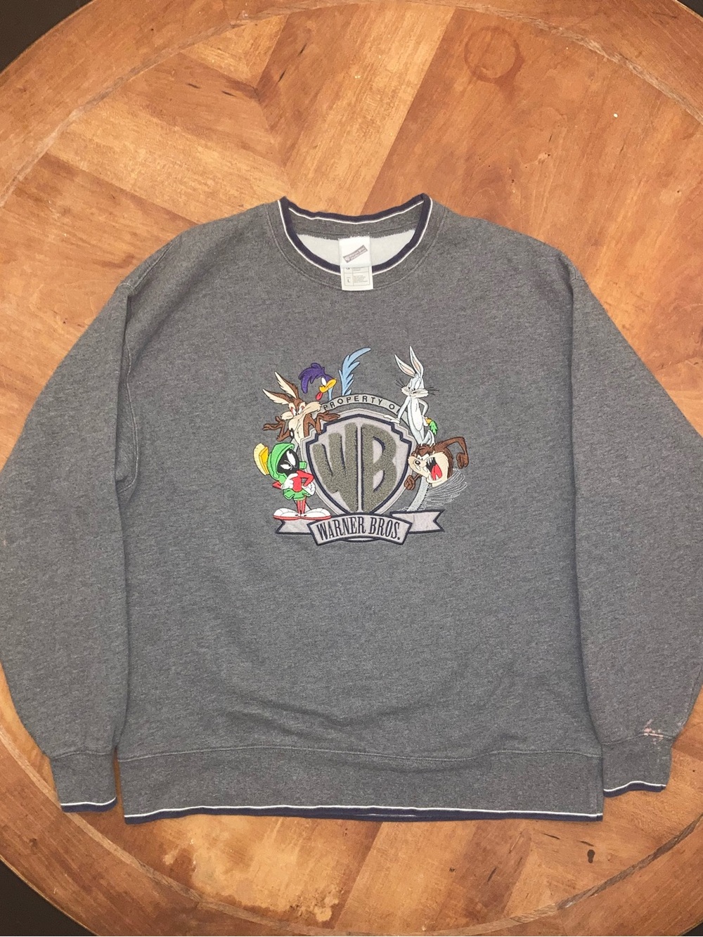 VTG 90s Y2K Warner Bros Studio Store Looney Tunes Embroidered Crewneck Size L